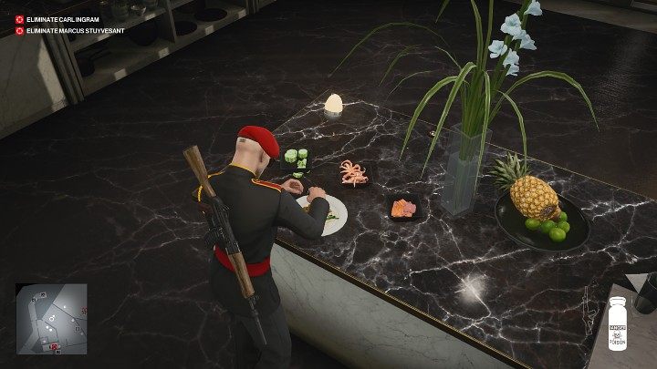 Gdy kucharz uda się do toalety, możesz przystąpić do przygotowywania posiłku dla Carla Ingrama - Hitman 3: Carl Ingram - jak zabić? Dubaj, solucja - Hitman 3 - poradnik, solucja