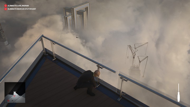 Od razu udaj się na taras widokowy i odkręć śrubę z barierki po lewej stronie - Hitman 3: Carl Ingram - jak zabić? Dubaj, solucja - Hitman 3 - poradnik, solucja