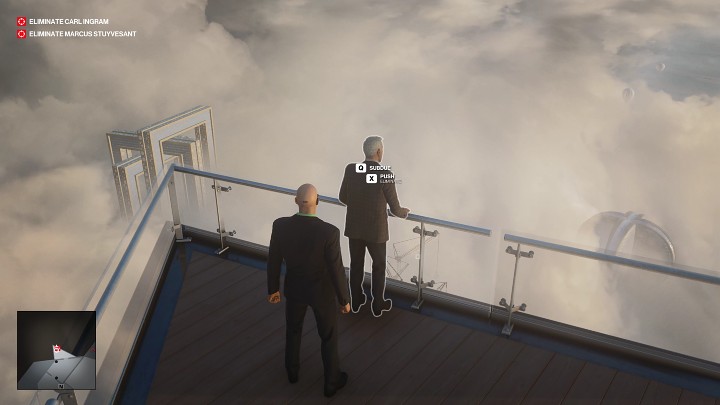 Jeśli nie poluzujesz śrub barierki, Carl Ingram dołączy do Ciebie na tarasie i oprze się o poręcz - Hitman 3: Carl Ingram - jak zabić? Dubaj, solucja - Hitman 3 - poradnik, solucja