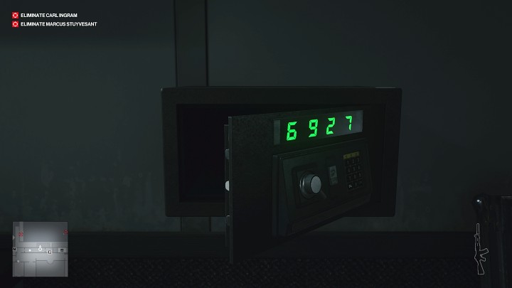 Zanim wyjdziesz z tego pomieszczenia, otwórz mały sejf - kod 6927 - Hitman 3: Marcus Stuyvesant - jak zabić? Dubaj, solucja, opis przejścia - Hitman 3 - poradnik, solucja