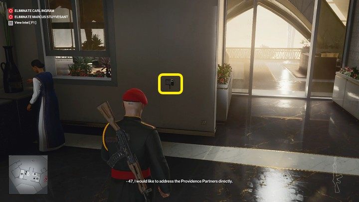 Przejdź przez salę konferencyjną do recepcji, a następnie wejdź do apartamentu - Hitman 3: Marcus Stuyvesant - jak zabić? Dubaj, solucja, opis przejścia - Hitman 3 - poradnik, solucja