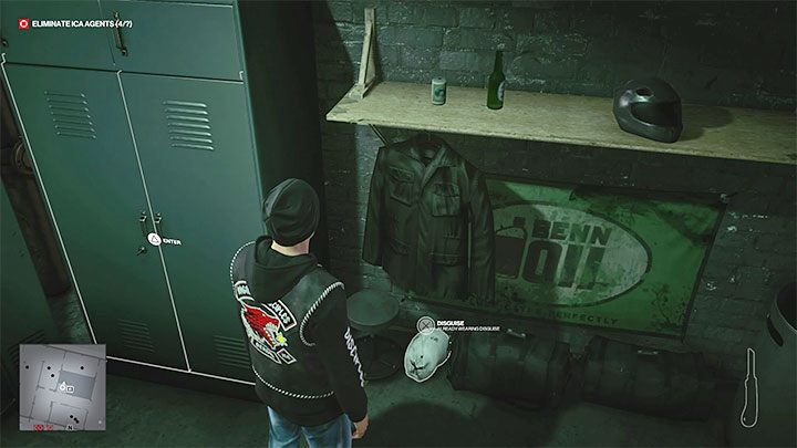 Na mapie znajduje się nieużywane przebranie motocyklisty, aczkolwiek jest ono wewnątrz ich budynku - Hitman 3: Berlin - Najlepsze przebrania - Hitman 3 - poradnik, solucja