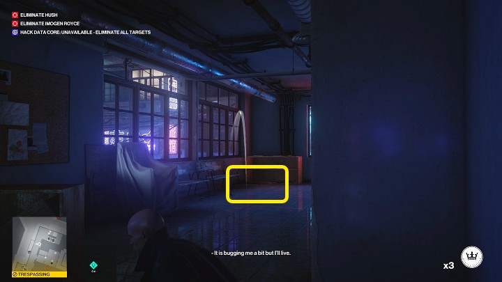 Następne działania trzeba odpowiednio zsynchronizować, ponieważ przy wejściu na klatkę schodową stoi dwóch strażników - Hitman 3: Chongqing - Najlepsze przebrania - Hitman 3 - poradnik, solucja