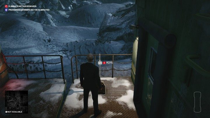 Po wyjściu na zewnątrz pociągnij za dźwignię, by odłączyć pozostałe wagony - Hitman 3: Arthur Edwards - jak zabić? Carpathian Mountains, solucja - Hitman 3 - poradnik, solucja