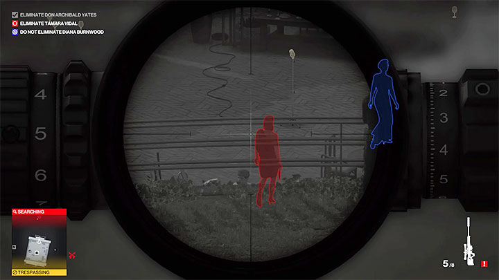 Rozstaw się za snajperką przy okiennicy pozwalającej widzieć patio - asado (punkt 41 na mapie), czyli lokację na południe od willi - Hitman 3: Tamara Vidal - jak zabić? Mendoza, solucja, opis przejścia - Hitman 3 - poradnik, solucja