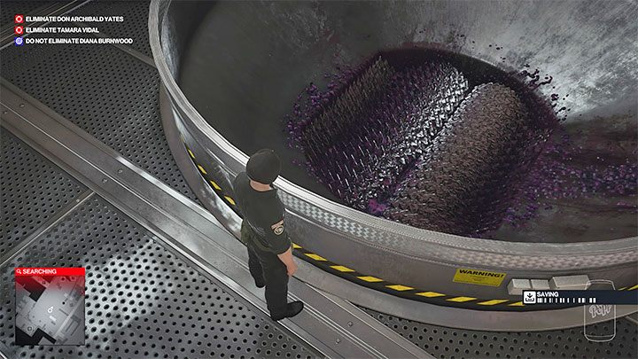 Maszyna do miażdżenia winogron (Grape Crusher) znajduje się w pomieszczeniu produkcyjnym na poziomie 0 winnicy (punkt 23 na mapie) - pokazuje ją dołączony obrazek i możesz do niej zajrzeć - Hitman 3: Ripe for the Picking - jak odblokować trofeum/osiągnięcie? - Hitman 3 - poradnik, solucja