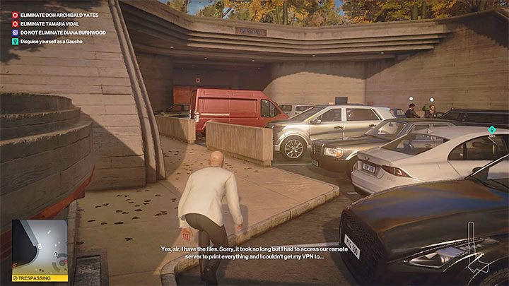 W celu wydawania poleceń snajperom Agent 47 musi korzystać z przebrania gaucho, czyli swego rodzaju lokalnego ochroniarza - Hitman 3: Eyes on Target - Mendoza, solucja, zadania fabularne - Hitman 3 - poradnik, solucja