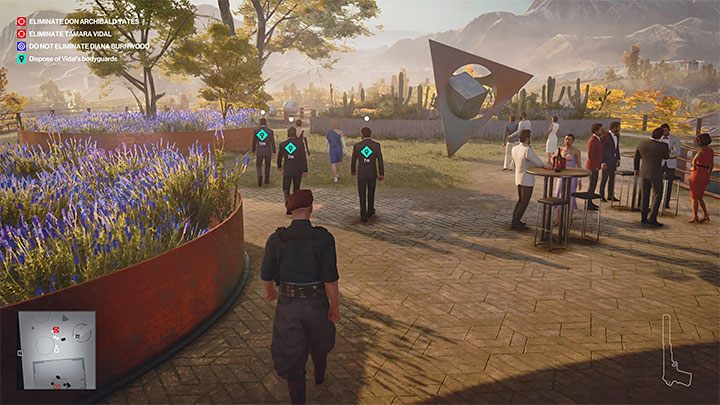 Diana i Tamara wyruszą w stronę punktu widokowego zlokalizowanego na południowym krańcu budynku winiarni (punkt 30 na mapie) - Hitman 3: Eyes on Target - Mendoza, solucja, zadania fabularne - Hitman 3 - poradnik, solucja