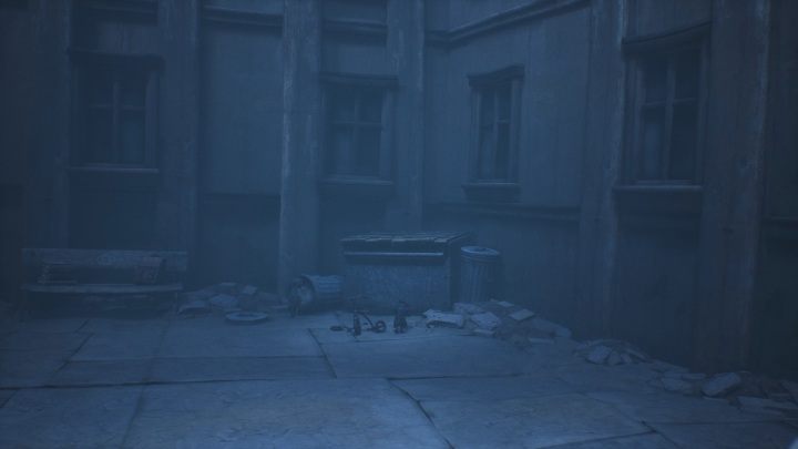 Te widmowe szczątki zobaczysz dopiero, gdy zbliżysz się do kontenera, znajdującego się w prawym kącie podwórka - Little Nightmares 2: Widmowe szczątki, rozdział 2 Dom dziecka - lista wszystkich - Little Nightmares 2 - poradnik do gry