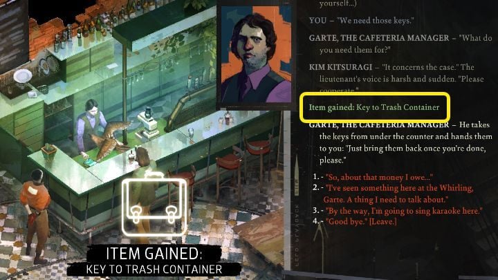 Zdobycie klucza to najprostszy sposób na otwarcie zamkniętego kontenera na tyłach budynku Whirling-In-Rags - Disco Elysium: Otwórz pojemnik na śmieci - solucja, opis przejścia - Disco Elysium - poradnik do gry