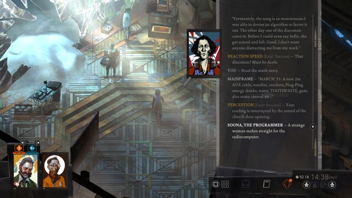 Programistka Soona pojawi się w kościele zlokalizowanym na zachodnim wybrzeżu i dostępnym od dnia 3 - Disco Elysium: Pomóż Soonie z jej projektem- solucja - Disco Elysium - poradnik do gry