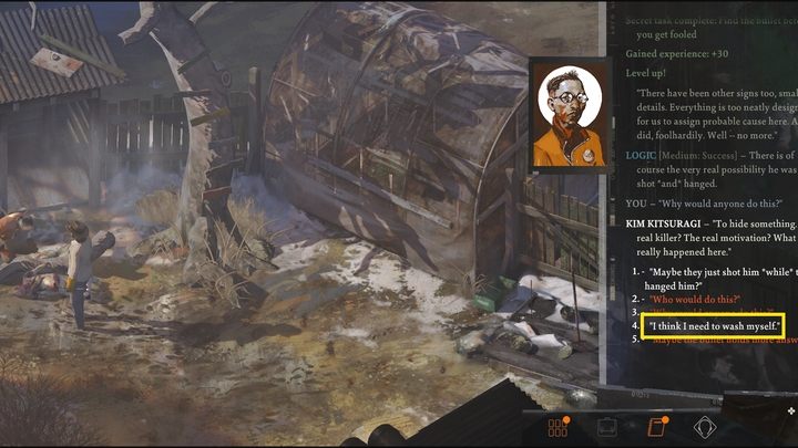 Zadanie to można wykonać dopiero w momencie, gdy Harrier zyska nieco prywatności - Disco Elysium: Zmyj smród śmierci - solucja - Disco Elysium - poradnik do gry