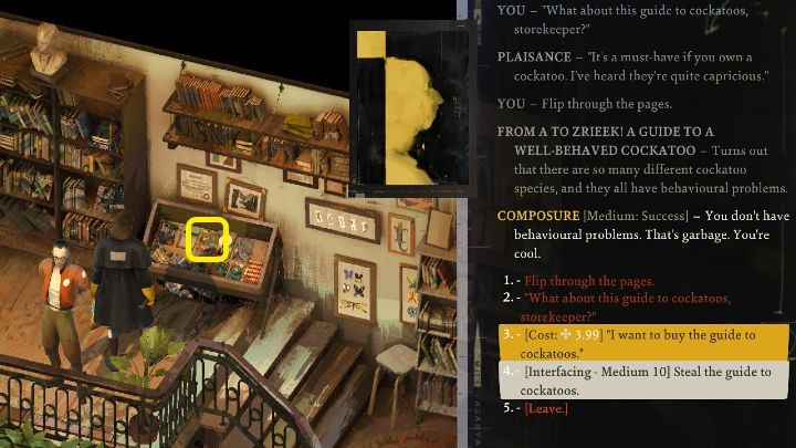 Po wejściu do księgarni udajcie się na wyższe piętro i wejdźcie w interakcję z książką oznaczoną na powyższym obrazku - Disco Elysium: Znajdź swojego ptaka heraldycznego - solucja - Disco Elysium - poradnik do gry
