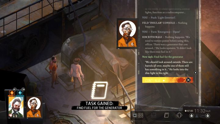 Odblokowanie tego questu jest możliwe dopiero po dotarciu na wyspę - musicie najpierw zaliczyć zadanie Udaj się na wyspę - Disco Elysium: Znajdź paliwo do generatora - solucja - Disco Elysium - poradnik do gry