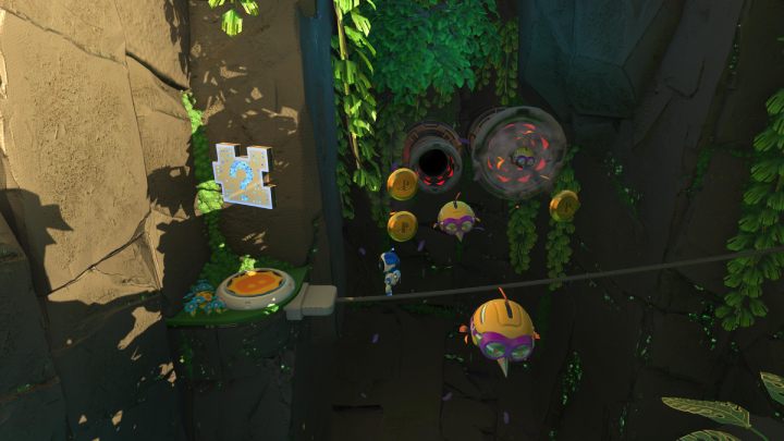 Pociągnij za przewody na desce i wskocz na żółtą trampolinę - Astros Playroom: Las renderów - solucja, opis przejścia - Astros Playroom - poradnik do gry