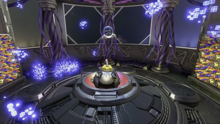 Po rozbiciu pancerza, na głowie Bossa odsłoni się kolejna wiązka dynamitu - Astros Playroom: Orbital przeszkody - boss, jak pokonać? - Astros Playroom - poradnik do gry