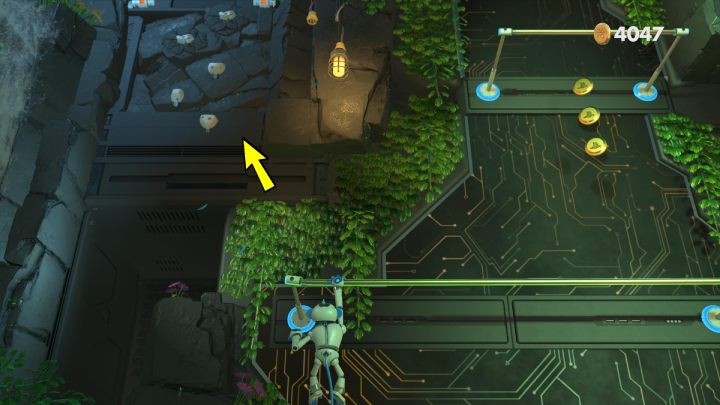 Przesuń się po drążku w lewo i zabierz 2 element układanki - Astros Playroom: Teraflopowe czubki - solucja, opis przejścia - Astros Playroom - poradnik do gry