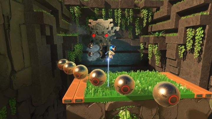 Smok będzie strzelał w ciebie kulami armatnimi - Astros Playroom: Ruiny raytrace - solucja, opis przejścia - Astros Playroom - poradnik do gry