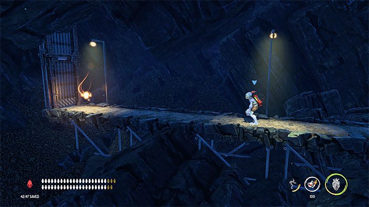 Docelowo musimy dotrzeć do dolnej lewej ścieżki - wyruszamy nią w lewo - Oddworld Soulstorm: Znalezienie drogi na Poziom 3, The Mines - solucja - Oddworld Soulstorm - poradnik do gry