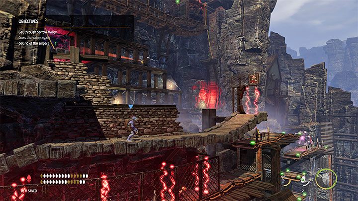 Abe spotka snajperów po dotarciu do obszaru z powyższego obrazka - Oddworld Soulstorm: Pozbycie się snajperów, Sorrow Valley - solucja - Oddworld Soulstorm - poradnik do gry