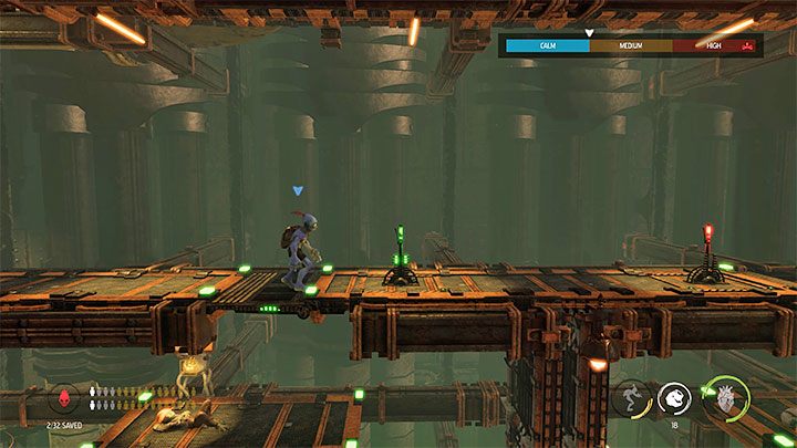 Nie możemy już teraz skorzystać z gwizdka (Work Whistle) zlokalizowanego niedaleko miejsca startu, bo najpierw musimy zrekrutować 6 Mudokonów - Oddworld Soulstorm: Dotarcie do wieży Fueling Tower, Phat Station - solucja - Oddworld Soulstorm - poradnik do gry