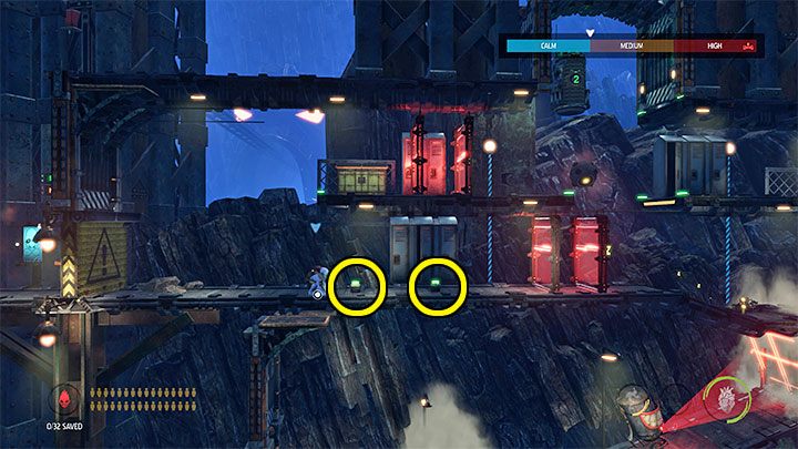 Na lewo od miejsca rozpoczęcia etapu znajdziemy pierwszy rząd szafek, ale niestety posiadają one kłódki, które wymagają dysponowania kluczem Gold Round Key - Oddworld Soulstorm: Ominięcie ochrony, Necrum - solucja, opis przejścia - Oddworld Soulstorm - poradnik do gry