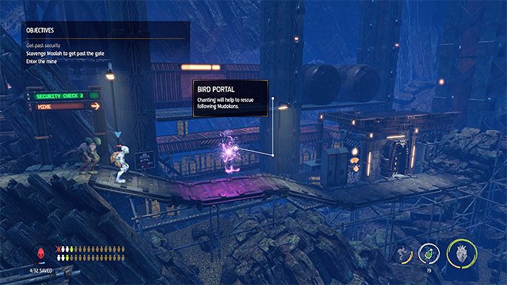 Po raz pierwszy (ale nie ostatni) w tym etapie czeka nas przeprowadzanie eskortowanych Mudokonów przez pułapki - Oddworld Soulstorm: Ominięcie ochrony, Necrum - solucja, opis przejścia - Oddworld Soulstorm - poradnik do gry