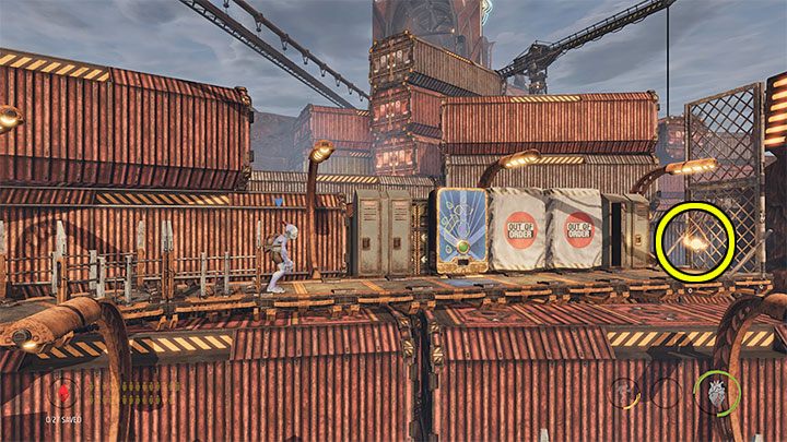 Wbrew temu co sugeruje wyświetlany na początku misji komunikat nie musimy śpieszyć się z dotarciem do kontenera ze składnikami antidotum - Oddworld Soulstorm: Dotarcie dźwigiem do Security Station, The Yards - solucja - Oddworld Soulstorm - poradnik do gry