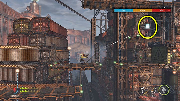 Do rozwiązania zagadki posłuży nam opętanie, z którego wielokrotnie będziemy musieli skorzystać - Oddworld Soulstorm: Dotarcie dźwigiem do Security Station, The Yards - solucja - Oddworld Soulstorm - poradnik do gry