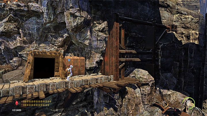 Po uporaniu się z pierwszym latającym Sligiem zaliczamy wspinaczkę i kierujemy się w prawo - Oddworld Soulstorm: Przekroczenie doliny windą, Sorrow Valley - solucja - Oddworld Soulstorm - poradnik do gry
