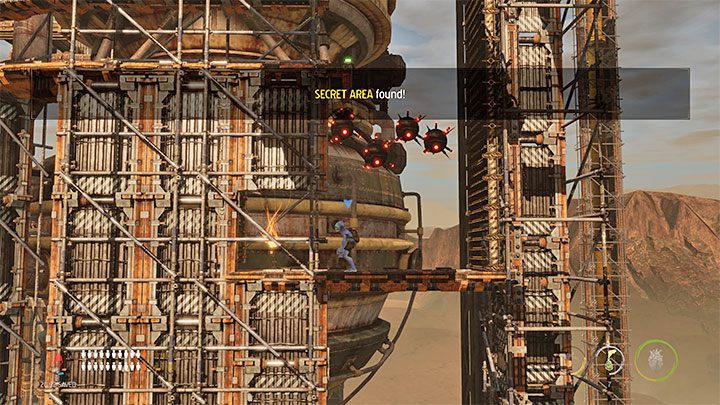 Oba sekrety odnajduje się niedługo po zaliczeniu ostatniej przejażdżki ruchomą platformą i dotarciu do podstawy wieży Fueling Tower - Oddworld Soulstorm: Etap 6 - wszystkie sekrety, lista - Oddworld Soulstorm - poradnik do gry