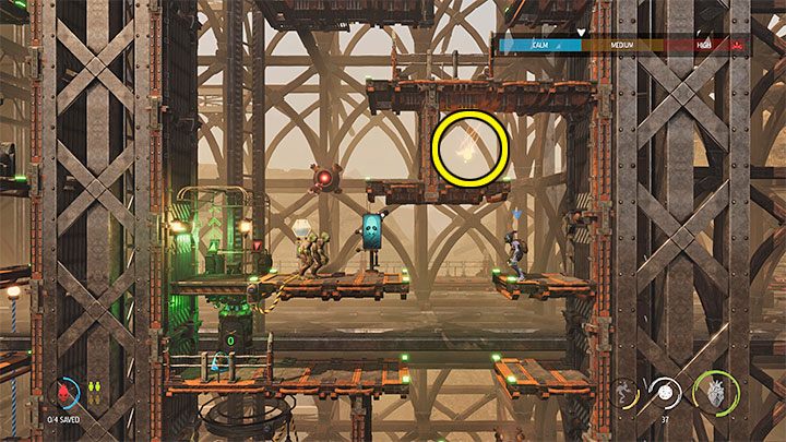 Pierwszy sekret odnajduje się w początkowej części misji, w której przemierza się dość wąską pionową konstrukcję - Oddworld Soulstorm: Etap 8 - wszystkie sekrety, lista - Oddworld Soulstorm - poradnik do gry