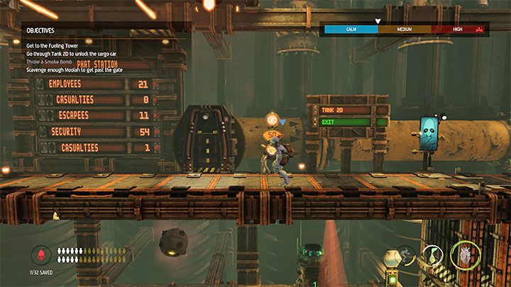 Abe wkrótce dotrze do nowej bramy Moolah Gate i wymusza ona dokonanie zapłaty w wysokości 50 Moolah - Oddworld Soulstorm: Przeprawa przez Tank Row 2D, Phat Station - solucja - Oddworld Soulstorm - poradnik do gry