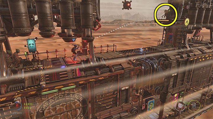 Kolejną grupę Mudokonów możemy uwolnić dzięki pociągnięciu za dźwignię przy jednym z checkpointów - Oddworld Soulstorm: Uwolnienie Mudokonów z wagonów, The Hijack - solucja - Oddworld Soulstorm - poradnik do gry