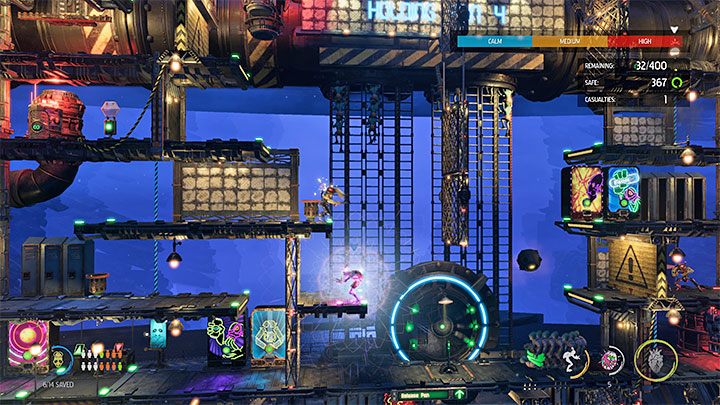 W dalszej fazie konfrontacji skupiamy się na lewym obszarze, w którym mogą pojawiać się standardowe Sligi - Oddworld Soulstorm: Więzienia Holding Pen 5-1, Escape - solucja - Oddworld Soulstorm - poradnik do gry