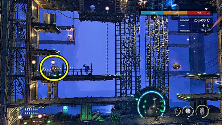 Abe musi w następnej kolejności zainteresować się lewą półką z obrazka - Oddworld Soulstorm: Więzienia Holding Pen 5-1, Escape - solucja - Oddworld Soulstorm - poradnik do gry