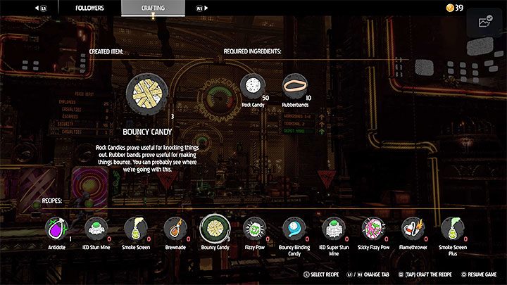 Wymienione powyżej przedmioty mogą być używane do wytwarzania odbijających się cukierków Bouncy Candy - Oddworld Soulstorm: Odznaki (wyzwania), Feeco Depot - lista, solucja - Oddworld Soulstorm - poradnik do gry