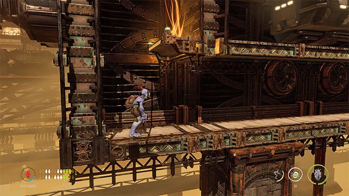 Podczas badania tej okolicy warto rozglądać się za długim korytarzem z obrazka 1 - Oddworld Soulstorm: Przejście przez Workzone 2, Feeco Depot - solucja - Oddworld Soulstorm - poradnik do gry