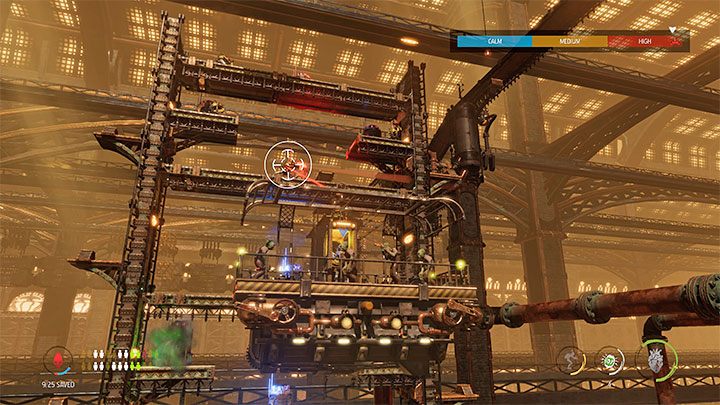 Wracamy się po zrekrutowane wcześniej Mudokony i docieramy razem z nimi do windy towarowej - Oddworld Soulstorm: Przejście przez Workzone 2, Feeco Depot - solucja - Oddworld Soulstorm - poradnik do gry