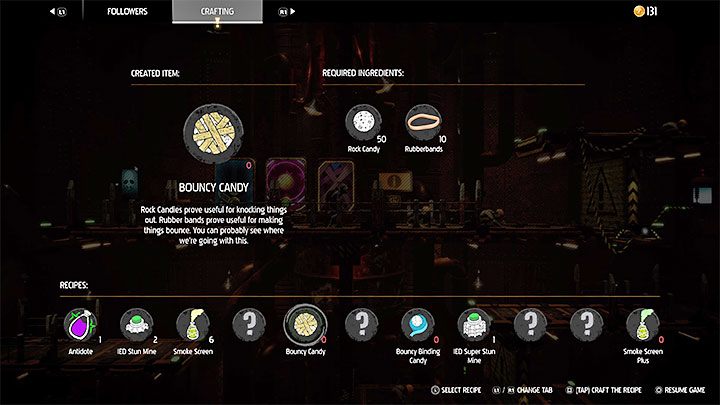 Wymienione powyżej przedmioty mogą być używane do wytwarzania odbijających się cukierków Bouncy Candy - Oddworld Soulstorm: Odznaki (wyzwania), Slig Barracks - lista, solucja - Oddworld Soulstorm - poradnik do gry