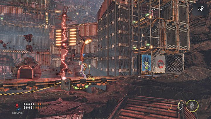 Na górnym poziomie musimy z kolei uważać na nową maszynę z dużym uśmiechem - Oddworld Soulstorm: Przeprawa przez Gantry Channel, The Yards - solucja - Oddworld Soulstorm - poradnik do gry