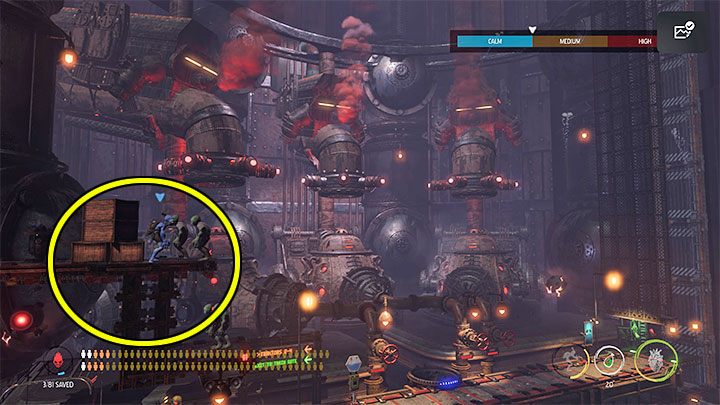 W dużej sali najpierw rekrutujemy 3 Mudokony, a następnie wciskamy przycisk - Oddworld Soulstorm: Otwarcie 1 i 2 bramy, Brewery - solucja - Oddworld Soulstorm - poradnik do gry