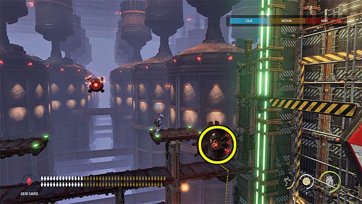 Musimy kierować się ku wyższym półkom i używać Fizzy Pow do niszczenia przejść i odblokowywania sobie dalszej drogi - Oddworld Soulstorm: Otwarcie 1 i 2 bramy, Brewery - solucja - Oddworld Soulstorm - poradnik do gry