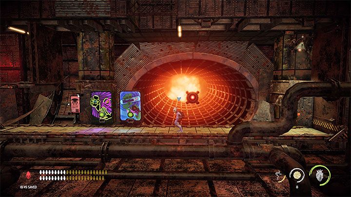W celu kontynuowania misji musimy wskoczyć do dziury niedaleko miejsca, w którym przebywał Slig ze srebrnym kluczem - Oddworld Soulstorm: Przeprawa przez piec Furnace, Slig Barracks - solucja - Oddworld Soulstorm - poradnik do gry