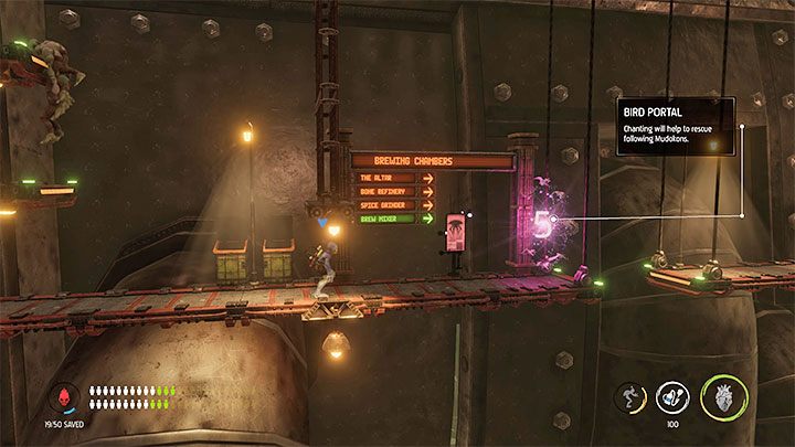 Wołamy do siebie wszystkie Mudokony zrekrutowane w tej lokacji - Oddworld Soulstorm: Aktywowanie 5 komór Brewing Chambers - solucja - Oddworld Soulstorm - poradnik do gry