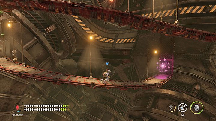 Zeskakujemy na niższe półki, dzięki czemu docelowo dotrzemy do ptasiego portalu, z pomocą którego odsyłamy wszystkie Mudokony - Oddworld Soulstorm: Finałowy boss, Eye of the Storm - solucja, jak pokonać - Oddworld Soulstorm - poradnik do gry