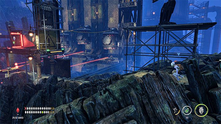Udajemy się najpierw w prawo gdzie są stacja do recyklingu oraz automaty - możemy zakupić gumę Gum, puszki Fizzy Pop oraz butelki Brew Bottles - Oddworld Soulstorm: Zejście na poziom Bone Processing, Necrum - solucja - Oddworld Soulstorm - poradnik do gry