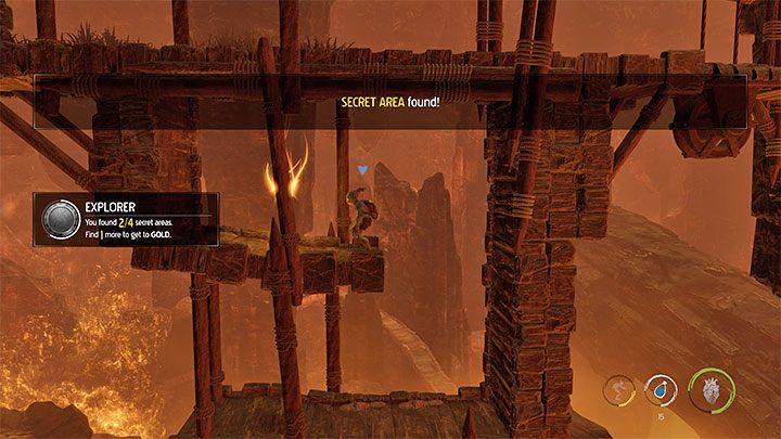 Po zaliczeniu krótkiej nowej wspinaczki zatrzymujemy się w miejscu z obrazka 1 - Oddworld Soulstorm: Ucieczka z płonącej jaskini, The Raid on Monsaic - solucja - Oddworld Soulstorm - poradnik do gry