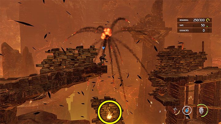 Musimy kierować się w prawo i do radzenia sobie z płomieniami możemy oczywiście używać butelek z wodą - Oddworld Soulstorm: Ucieczka z płonącej jaskini, The Raid on Monsaic - solucja - Oddworld Soulstorm - poradnik do gry