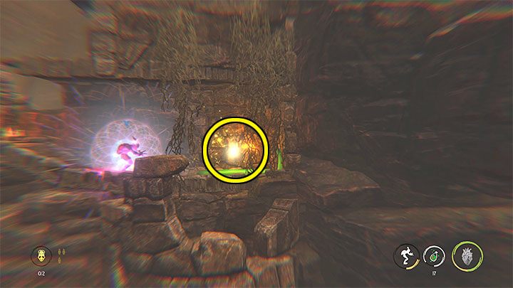 Idziemy w prawo i z racji braku możliwości użycia opętania podpalamy Sliga rzucając butelką z naparem w ogień - Oddworld Soulstorm: Uwolnienie przygwożdżonych Mudokonów, The Ruins - solucja - Oddworld Soulstorm - poradnik do gry